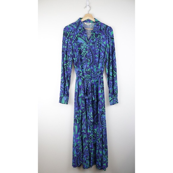 Boden Martha Godet Maxi Shirt Dress 8 Blue Kaleidoscopic Paisley - Picture 2 of 8